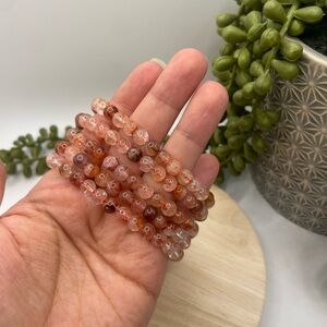 ONE Hematoid Fire Quartz Beaded Stretch Bracelet - 6mm (0015)